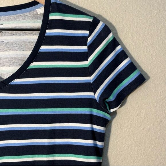 Croft & Barrow Lot 2 Striped Tees - White Pink & Navy Green 100% Cotton Women M. - Picture 12 of 16